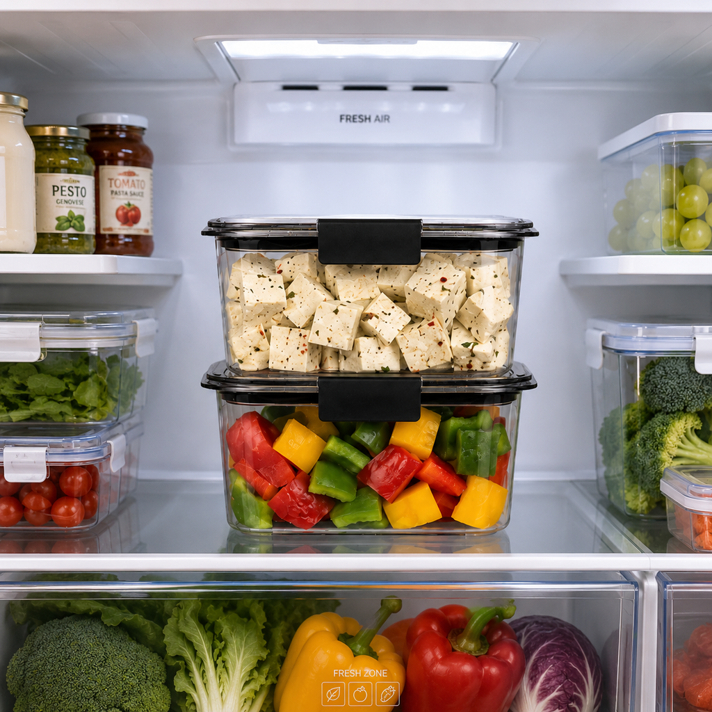 Arossim - Airtight Food Storage Container with Locking Lid – Stackable Kitchen Organizer, Available in 2, 4, 6 & 8 Compartments