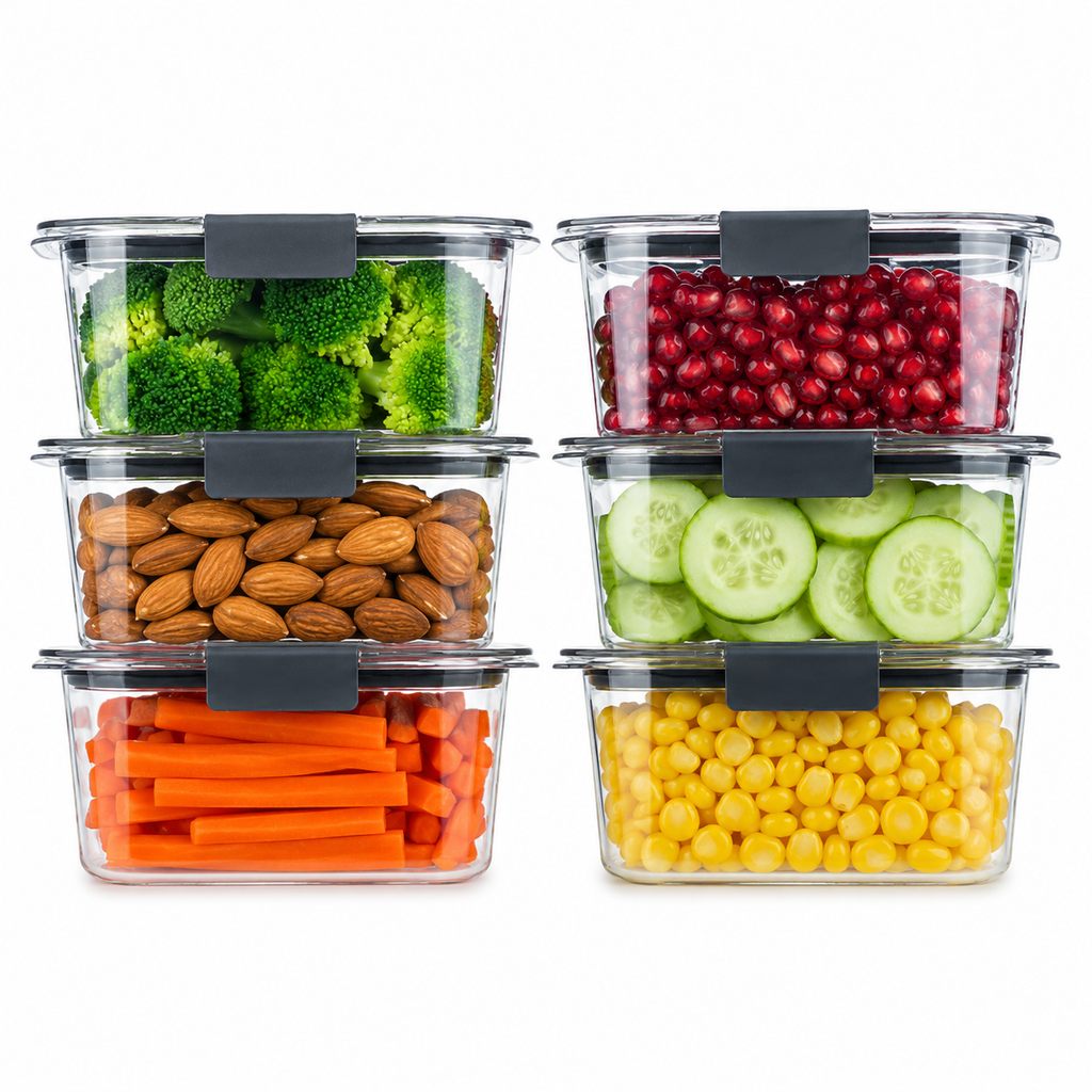 Arossim - Airtight Food Storage Container with Locking Lid – Stackable Kitchen Organizer, Available in 2, 4, 6 & 8 Compartments