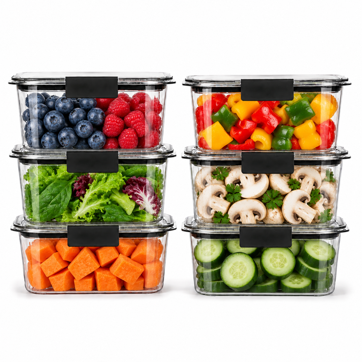 Arossim - Airtight Food Storage Container with Locking Lid – Stackable Kitchen Organizer, Available in 2, 4, 6 & 8 Compartments