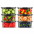 Arossim - Airtight Food Storage Container with Locking Lid – Stackable Kitchen Organizer, Available in 2, 4, 6 & 8 Compartments