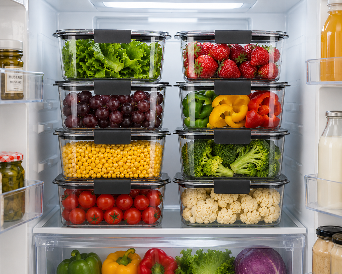 Arossim - Airtight Food Storage Container with Locking Lid – Stackable Kitchen Organizer, Available in 2, 4, 6 & 8 Compartments