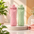 AROSSIM Foldable Silicone Water Bottle – 600ml Collapsible & Leak-Proof Reusable Bottle for Travel, Gym, Cycling, Hiking & Camping