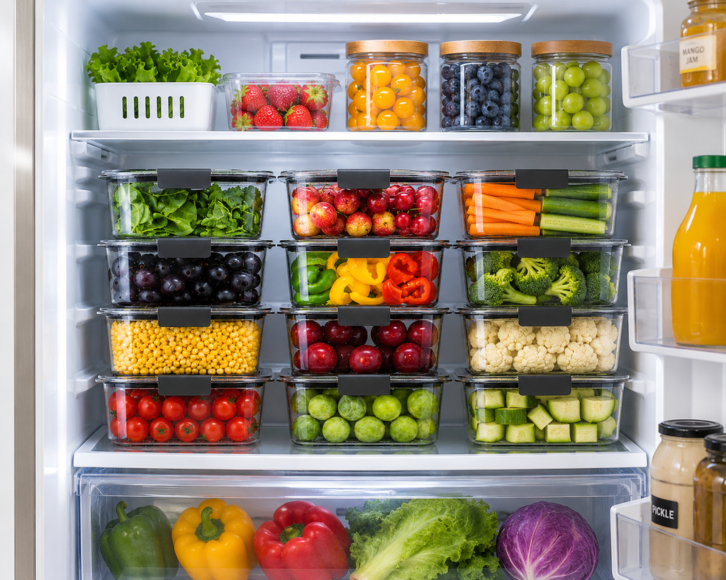Arossim - Airtight Food Storage Container with Locking Lid – Stackable Kitchen Organizer, Available in 2, 4, 6 & 8 Compartments