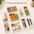 9-Piece Clear Plastic Storage Trays – Versatile Multi-Size Organizers for Home & Kitchen