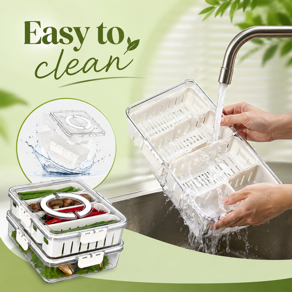4-Compartment Fresh Food Storage Container – Airtight Kitchen & Refrigerator Organizer