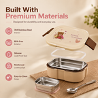 Cute Cartoon Stainless Steel Tiffin for Kids – 2-Compartment Lunch Box for School & Daily Meals