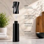 Continuous Fine Mist Spray Bottle – Multi-Purpose Ergonomic Mister for Hair, Plants & Home