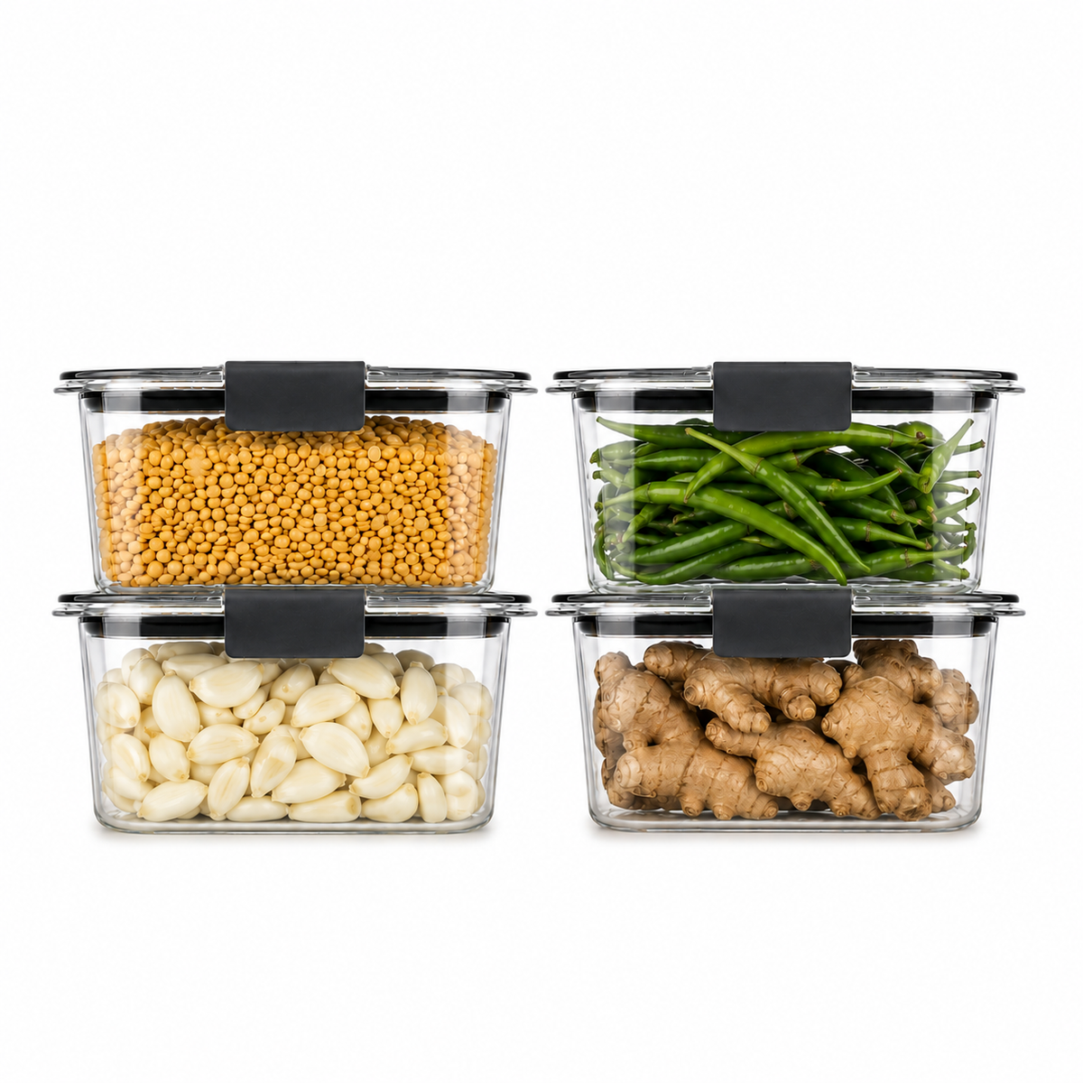 Arossim - Airtight Food Storage Container with Locking Lid – Stackable Kitchen Organizer, Available in 2, 4, 6 & 8 Compartments