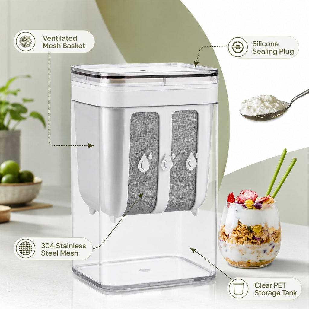 Multi-Purpose Food Strainer & Drainer Container – 2-in-1 Yogurt, Paneer, Cheese & Dairy Strainer with Storage Container