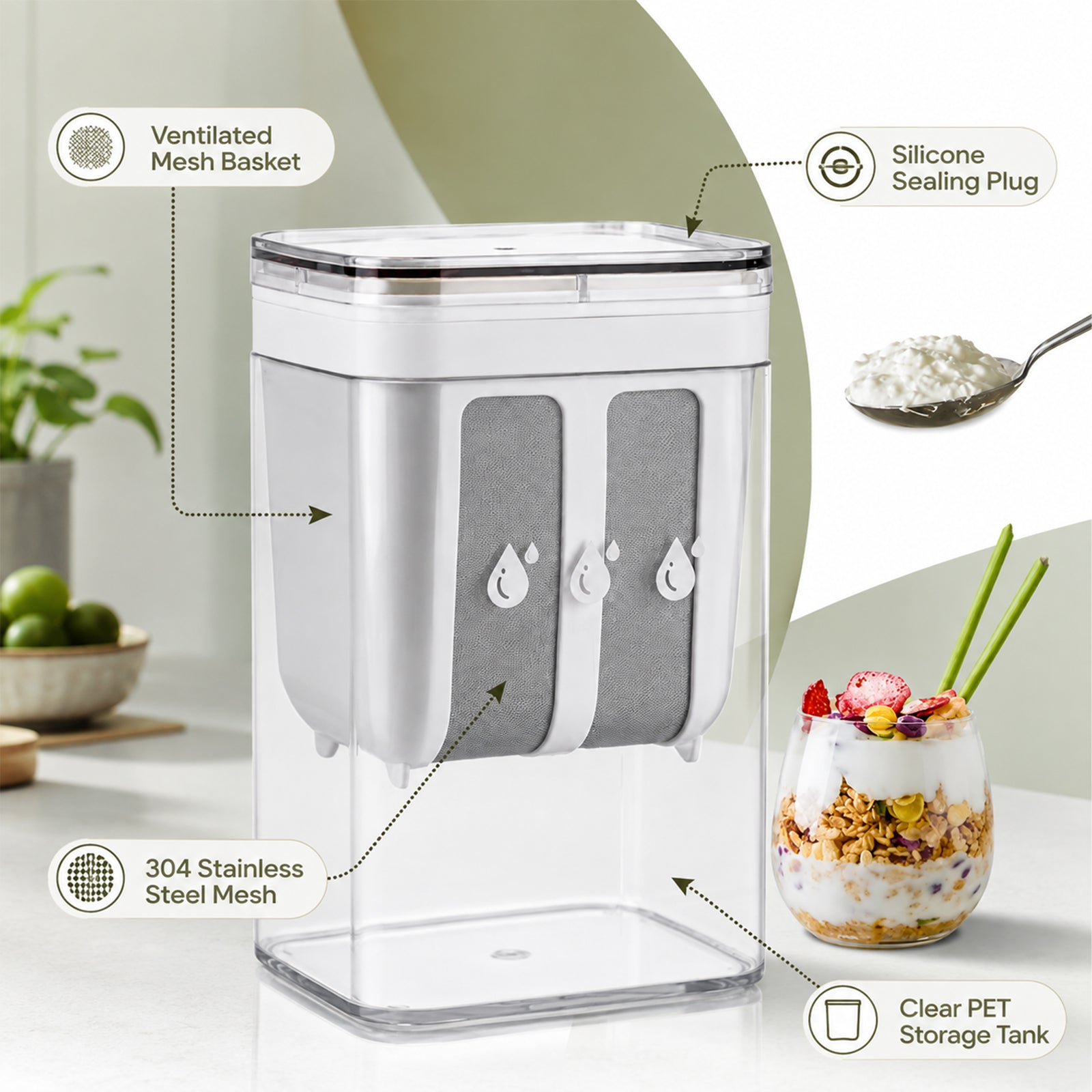 Multi-Purpose Food Strainer & Drainer Container – 2-in-1 Yogurt, Paneer, Cheese & Dairy Strainer with Storage Container