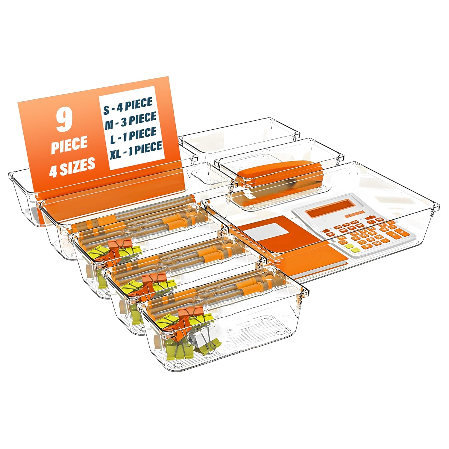 7-Piece Multi-Purpose Clear Storage Organizer Set – 4 Sizes
