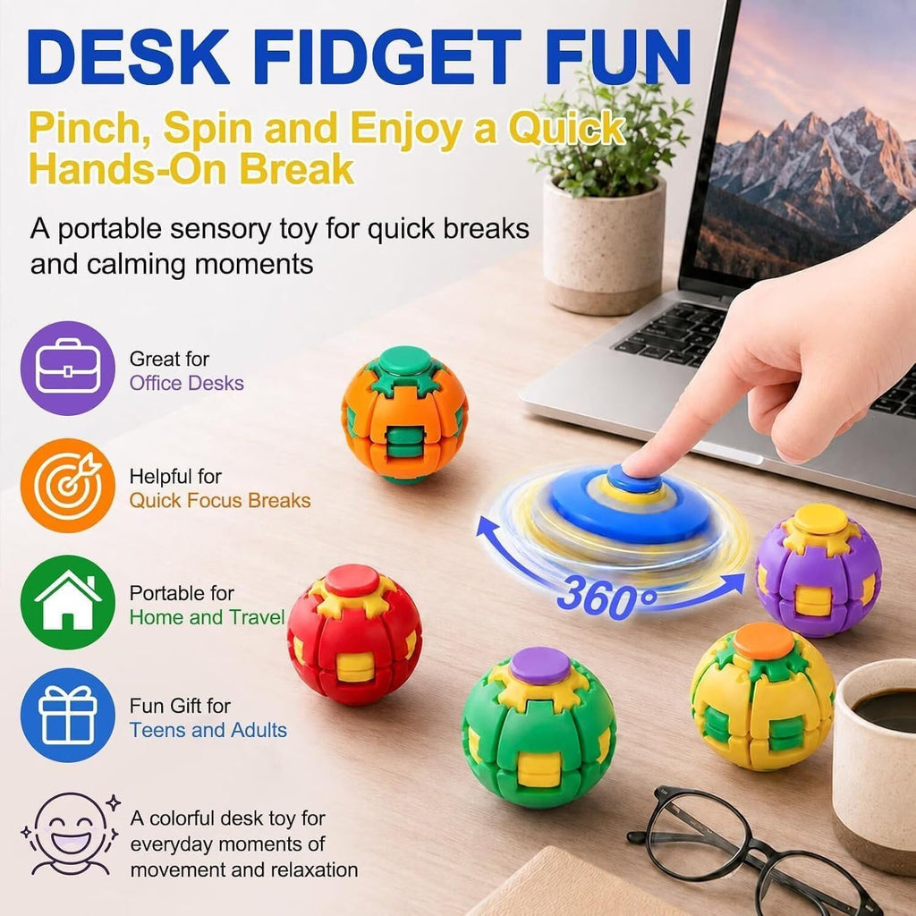 Arossim 360° Rotating Fidget Ball – Sensory Stress Relief Toy for Kids & Adults ( Multicolor )
