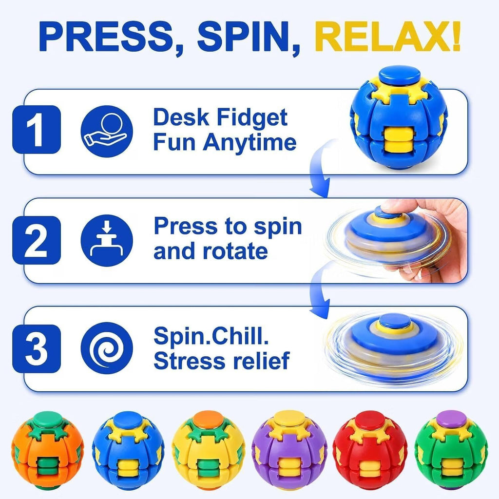 Arossim 360° Rotating Fidget Ball – Sensory Stress Relief Toy for Kids & Adults ( Multicolor )