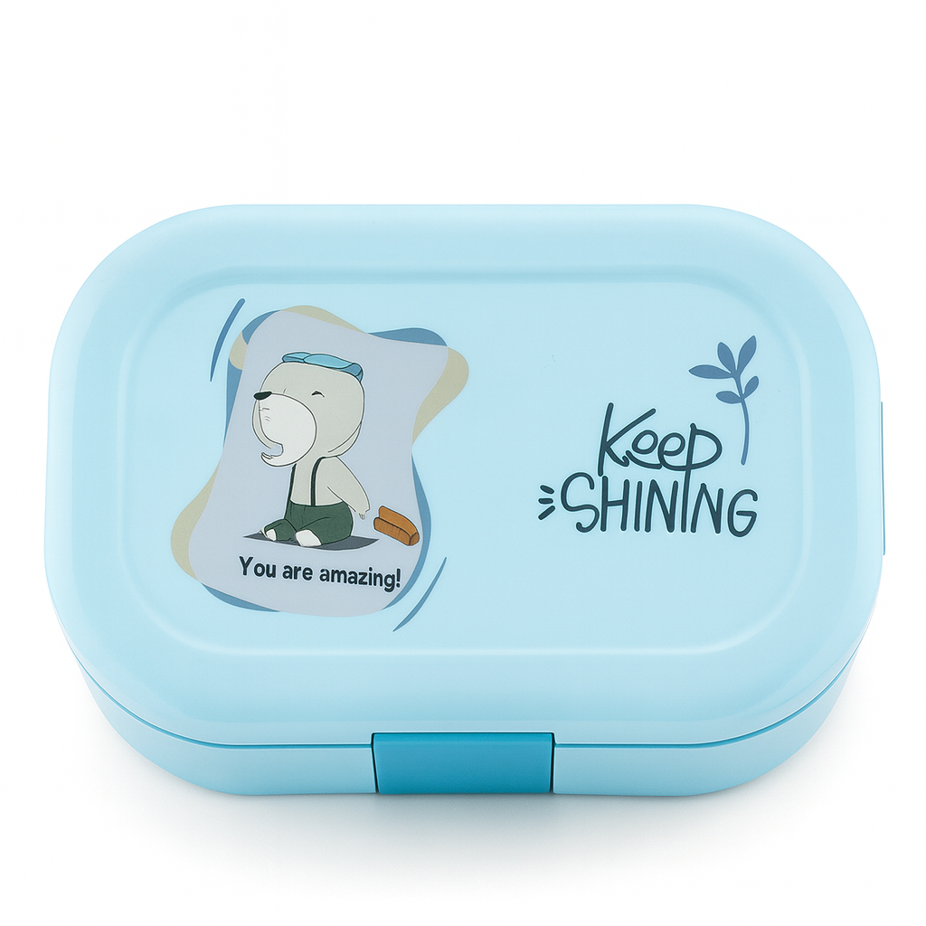Cute Cartoon Stainless Steel Tiffin for Kids – 2-Compartment Lunch Box for School & Daily Meals