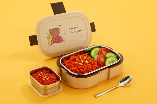 AROSSIM Brunch Stainless Steel Lunch Box with Steel Container & Spoon