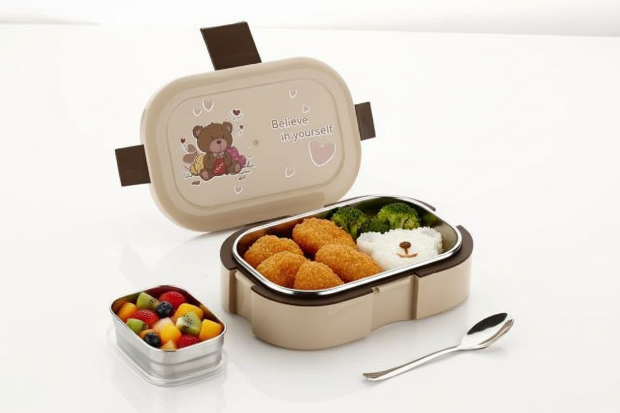 AROSSIM Brunch Stainless Steel Lunch Box with Steel Container & Spoon