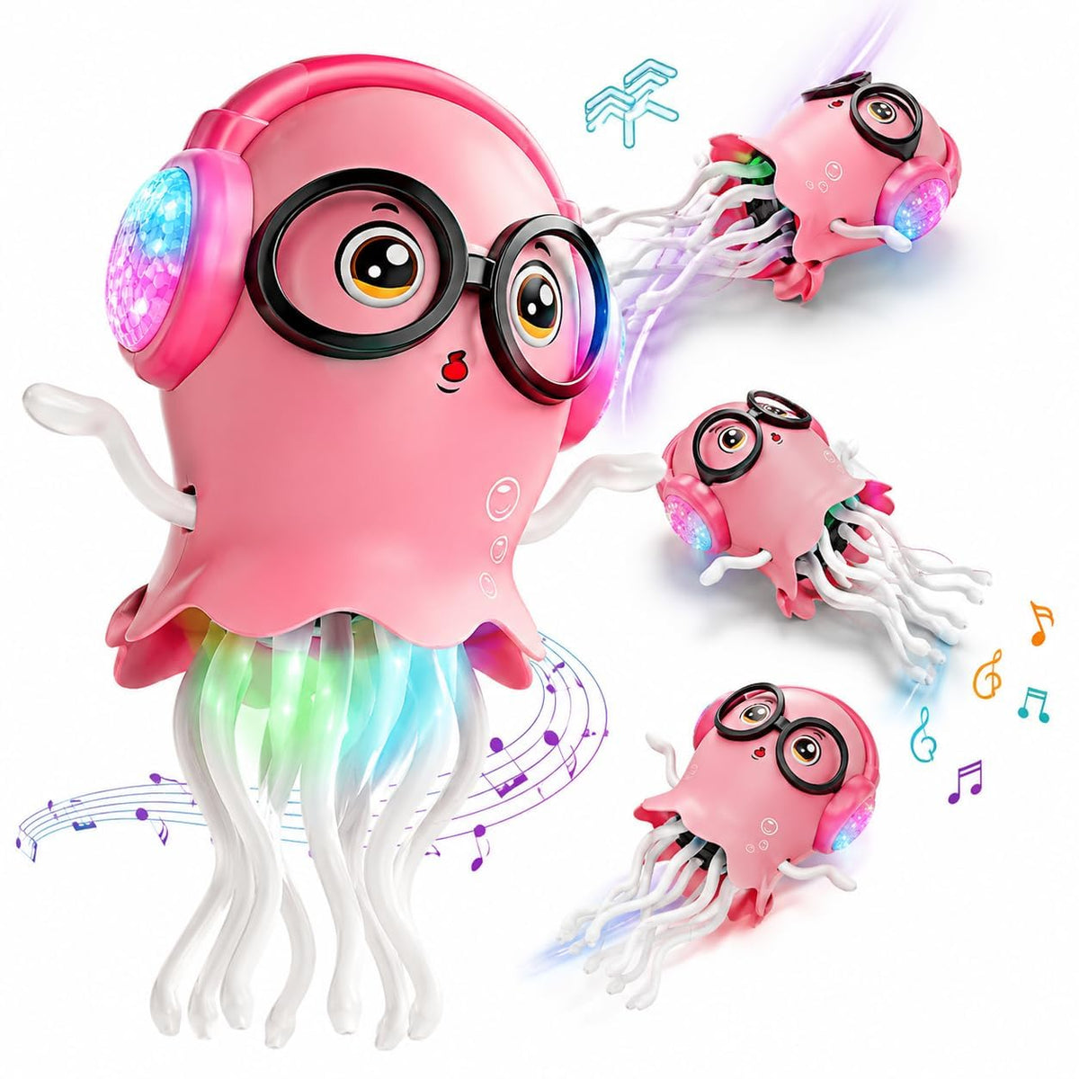 Dancing Jellyfish Baby Toy with Music, Lights & 360° Rotation – Colorful Crawling & Sensory Toy for Kids