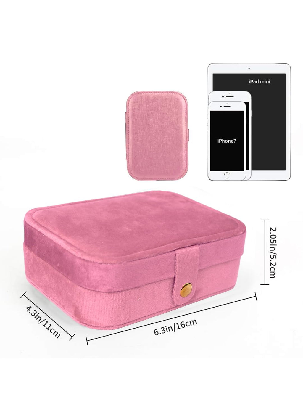 AROSSIM Small PU Leather Jewellery Box for Women | Portable Travel Jewellery Organizer for Rings, Earrings, Necklace, Bracelet & Pendant | Pink